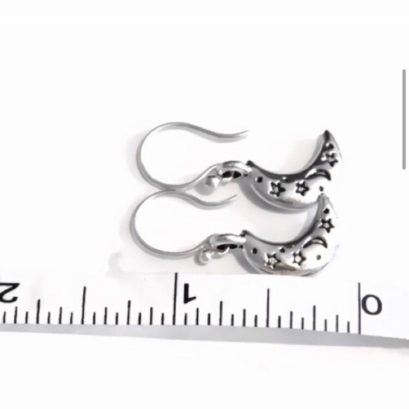 ****Donated***HANDMADE Crescent Moon Dangling Silver Earrings - Picture 3 of 5
